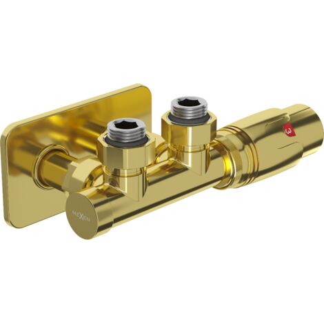 Mexen G00 set termostatico angolare con copertura S, Duplex, DN50, dorato - W907-900-910-50