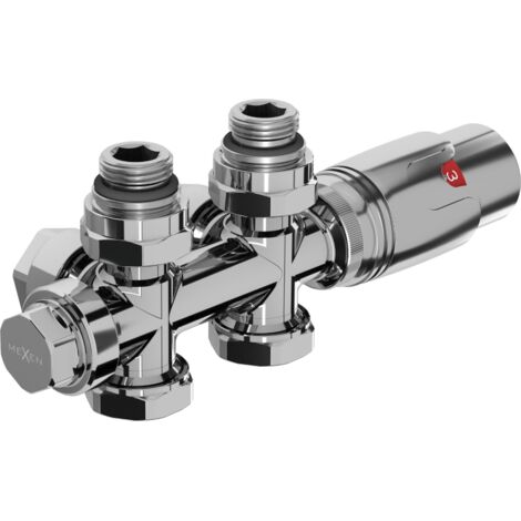 Mexen G00 set termost谩tico angular/recto, Duplex, DN50, cromo - W908-900-01