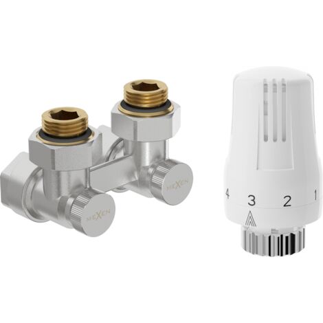 Mexen G01 conjunto termost谩tico de dos tubos DN50, angular 1/2"x16 mm, n铆quel - W911-016-918-01