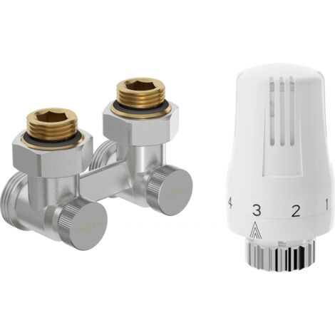 Mexen G01 conjunto termost谩tico de dos tubos DN50, angular 1/2"x3/4", n铆quel - W911-012-918-01