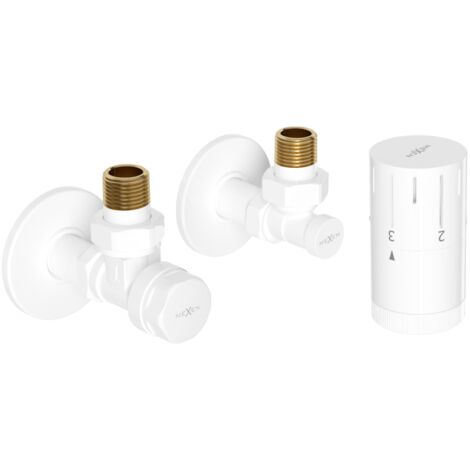 Mexen G05 conjunto termost谩tico angular con embellecedor R, blanco - W901-958-904-20