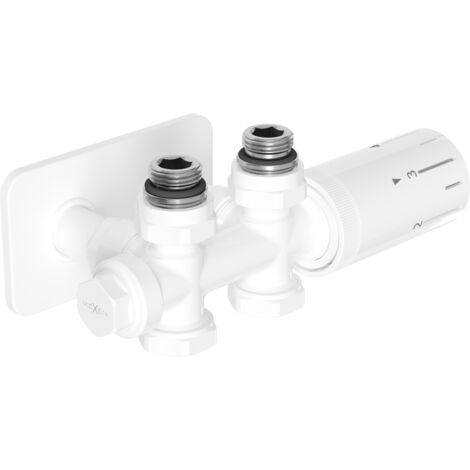 Mexen G05 conjunto termost谩tico angular/recto con roseta S, Duplex, DN50, blanco - W908-958-910-20