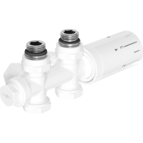 Mexen G05 conjunto termost谩tico angular/recto, Duplex, DN50, blanco - W908-958-20