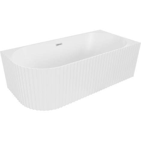 Mexen Gia ba帽era exenta esquina acanalada derecha 150 x 75 cm, blanco mate, rebosadero cromado - 52701507501P-01
