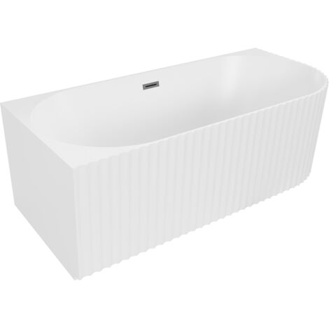 Mexen Gia baignoire autoportante d'angle rainurée gauche 170 x 80 cm, blanc mat, trop-plein gris gun brossé - 52701708001L-66