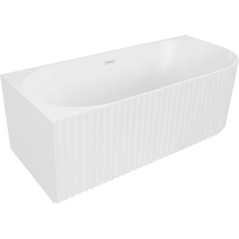 Mexen Gia vasca da bagno freestanding angolare scanalata sinistra 150 x 75 cm, bianco opaco, troppo bianco - 52701507501L-20