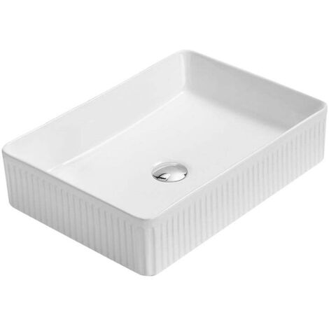 Mexen Grovo lavabo de encimera acanalado 51 x 37 cm, blanco - 22305100
