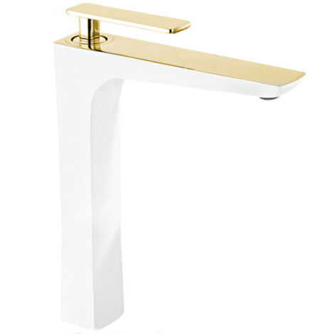 Mexen Indus grifo de lavabo alto, blanco/dorado - 744610-25