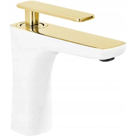 Mexen Indus grifo de lavabo, blanco/dorado - 744600-25