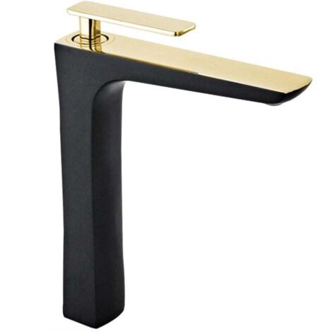 Mexen Indus hohe Waschtischarmatur, Schwarz/Gold - 744610-75