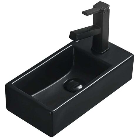 Mexen Inez lavabo sobre encimera izquierdo 40 x 20 cm, negro mate - 21484085L