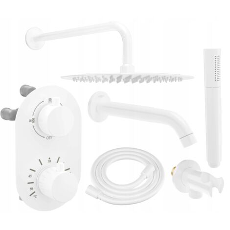 Mexen Kai DR70 ensemble baignoire-douchette encastré avec douche de tête 30 cm, blanc - 77602DR70301-20