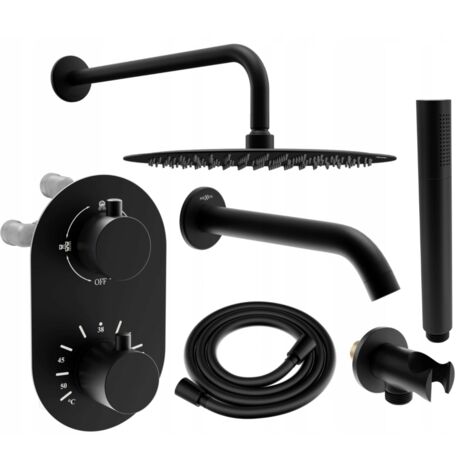 Mexen Kai DR70 set vasca-doccia ad incasso con soffione 25 cm, nero - 77602DR70251-70