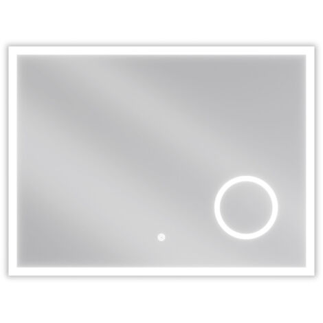 Mexen Kala specchio da bagno retroilluminato con specchietto cosmetico 80 x 60 cm, LED 6000K, antiappannamento