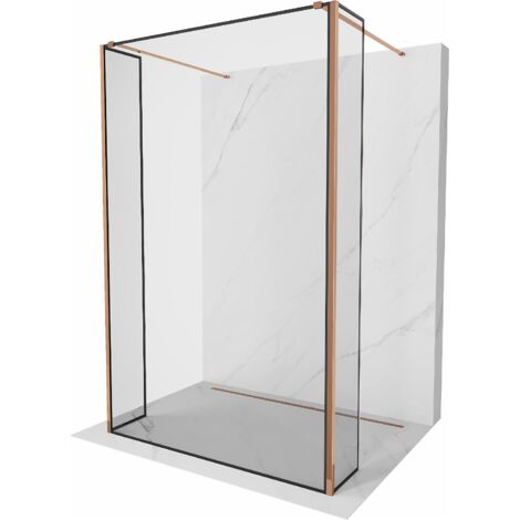Mexen Kioto cabina doccia indipendente 120 x 30 x 30 cm, cornice nera, oro rosa - 800-120-030-222-60-70-030