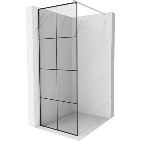 Mexen Kioto Duschwand 70 x 200 cm, Transparent/Schwarzes Design 8 mm, Chrom - 800-070-101-01-77