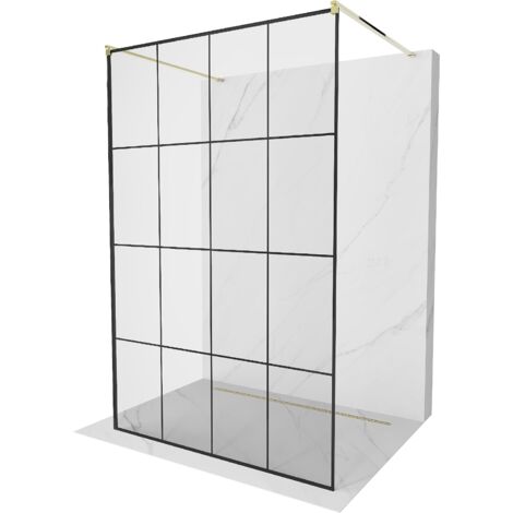 Mexen Kioto freistehende Duschwand 160 x 200 cm, schwarzes Muster 8 mm, gold - 800-160-002-50-77