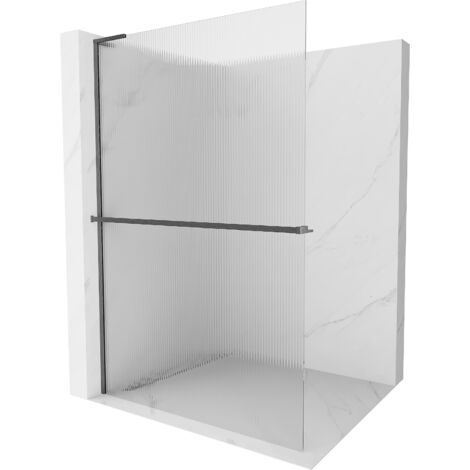 Mexen Kioto+ L Duschwand mit Ablage Walk-in 70 x 200 cm, klar, gun grau gebürstet - 800-070-123-66-0