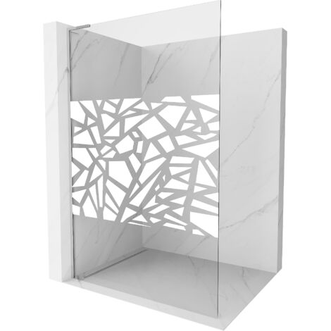 Mexen Kioto L Pannello Doccia Walk-in 90 x 200 cm, motivo bianco, cromo - 800-090-103-01-85