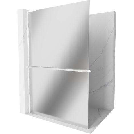 Mexen Kioto+ L parete doccia con mensola Walk-in 100 x 200 cm, specchio, bianca - 800-100-123-20-50