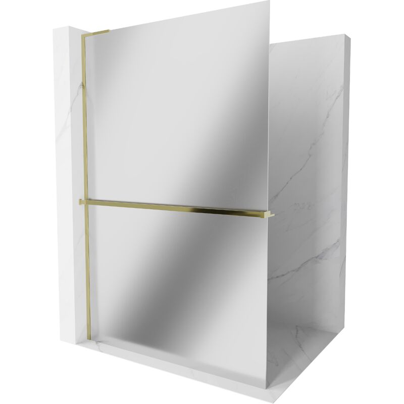 Mexen - Kioto+ l paroi de douche avec étagère Walk-in 120 x 200 cm, miroir, doré - 800-120-123-50-50