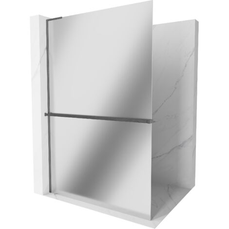 Mexen Kioto+ L paroi de douche avec étagère Walk-in 70 x 200 cm, miroir, gris gun brossé - 800-070-123-66-50