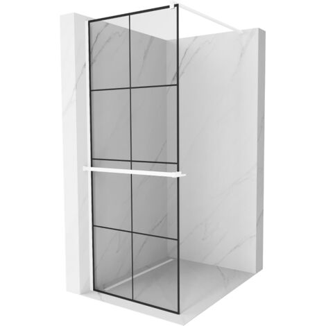 Mexen Kioto+ panel de ducha con estante Walk-in 80 x 200 cm, rejilla negra, blanco - 800-080-121-20-77