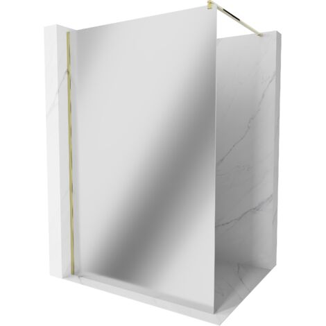 Mexen Kioto panel de ducha Walk-in 100 x 200 cm, espejo 8 mm, dorado - 800-100-101-50-50