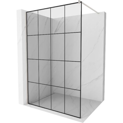 Mexen Kioto panel de ducha Walk-in 160 x 200 cm, cuadr铆cula negra 8 mm, n铆quel cepillado - 800-160-101-97-77