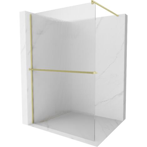 Mexen Kioto+ panneau de douche avec étagère Walk-in 140 x 200 cm, clair, doré brossé - 800-140-121-55-09