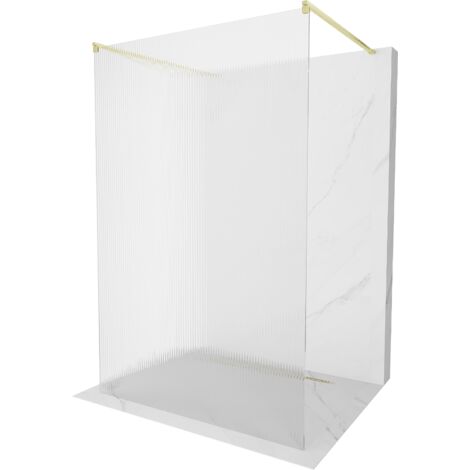 Mexen Kioto parete doccia autoportante 100 x 200 cm, strisce 8 mm, oro spazzolato - 800-100-002-55-09