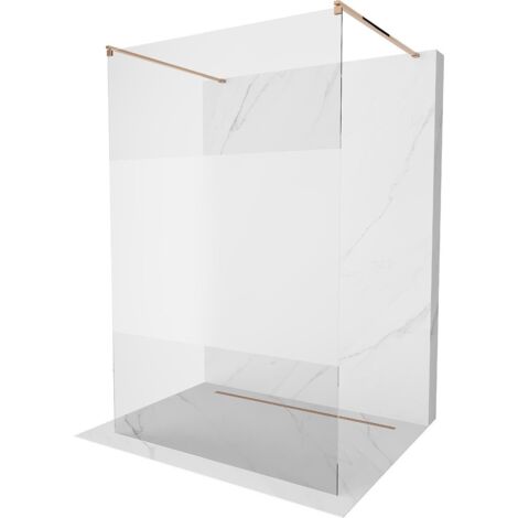 Mexen Kioto parete doccia autoportante 140 x 200 cm, trasparente/brina 8 mm, oro rosa - 800-140-002-60-35