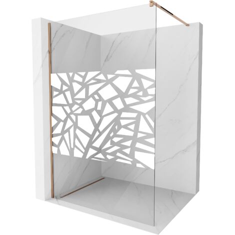 Mexen Kioto paroi de douche 70 x 200 cm, transparent/Design blanc 8 mm, Or rose - 800-070-101-60-85