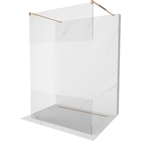 Mexen Kioto paroi de douche autoportante 140 x 200 cm, transparent/Gelée 8 mm, Or rose - 800-140-002-60-35