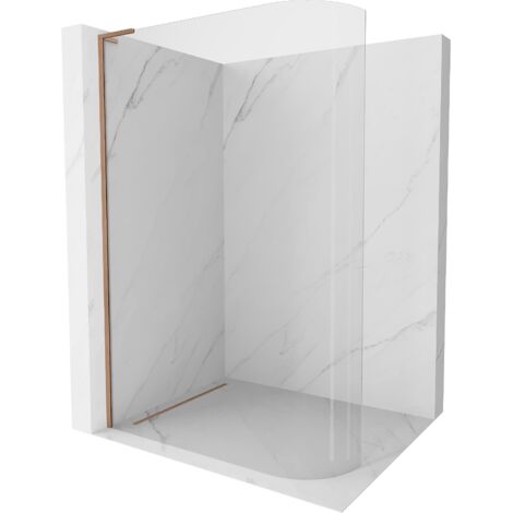Mexen Kioto-R L panel de ducha curvo Walk-in 120 x 200 cm, transparente, cobre cepillado - 800-120-103-65-06
