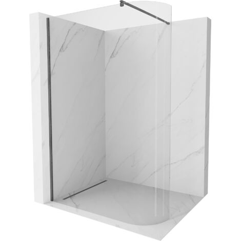 Mexen Kioto runde Walk-in-Duschwand 150 x 200 cm, transparenter 8 mm, gun gray gebürstet - 800-150-1