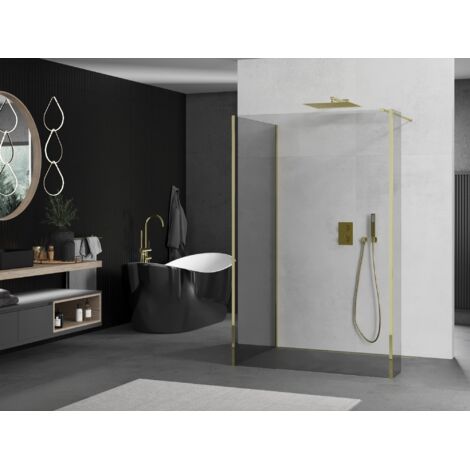 Mexen Kioto Walk-in Duschwand 110 x 70 x 30 cm, transparent, gold - 800-110-070-221-50-00-030