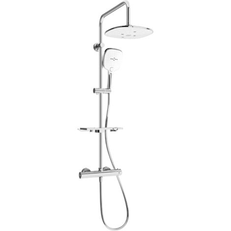 Mexen KT17 ensemble de douche apparente avec pommeau de douche et robinet thermostatique, chrome/blanc - 771501793-02
