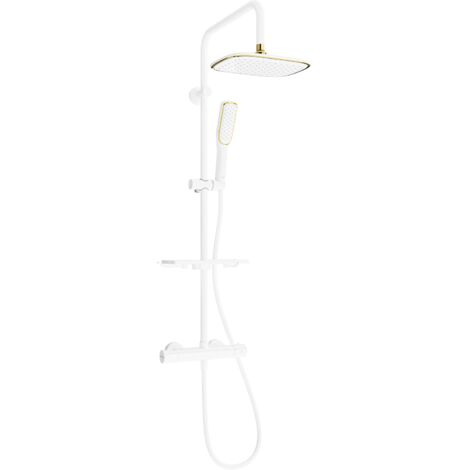 Mexen KT49 ensemble de douche apparent avec pomme de douche et robinet thermostatique, blanc/or - 771504993-25