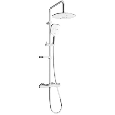 Mexen KX17 ensemble de douche à surface avec tête de pluie et robinet thermostatique, chrome/blanc - 771501791-02