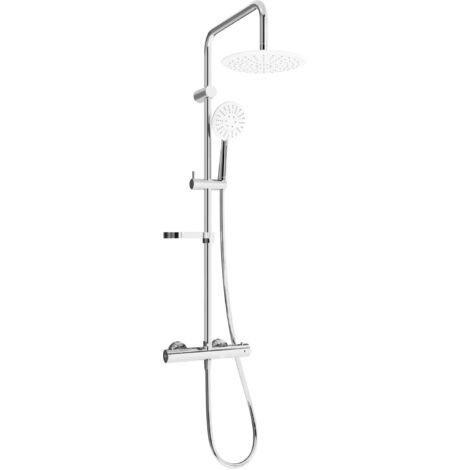 Mexen KX67 ensemble de douche mural avec pommeau de douche et robinet thermostatique, chrome/blanc - 771506791-00