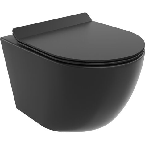 Mexen Lena inodoro sin reborde Rimless Tornado con asiento de cierre suave slim, duropl谩stico, negro mate - 30220185T