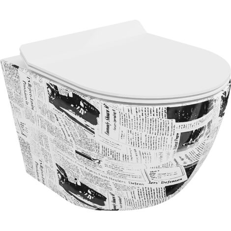 Mexen Lena taza de inodoro Rimless con asiento de cierre lento slim, duroplast, blanco patr贸n - 30224099