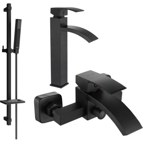 Mexen Libra DQ77 Badewannenset, Schwarz - 745113DQ77-70