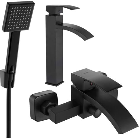 Mexen Libra R45 set vasca da bagno, nero - 745113R45-70
