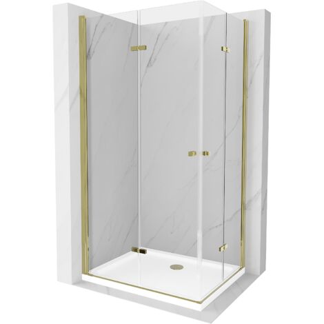 Mexen Lima Duo cabina doccia pieghevole 80 x 70 cm, trasparente, oro + piatto doccia Flat - 856-080-070-50-02-4010G