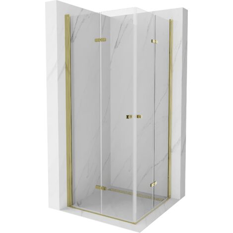 Mexen Lima Duo cabina doccia pieghevole 90 x 90 cm, trasparente, oro - 856-090-090-50-00-02