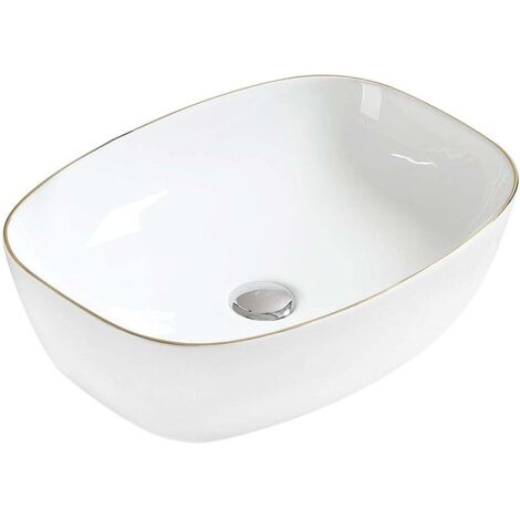 Mexen Lita lavabo sobre encimera 49 x 37 cm, blanco/dorado - 22124905