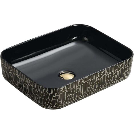 Mexen Lorita lavabo de comptoir 51 x 39 cm, Noir/Or - 22135163