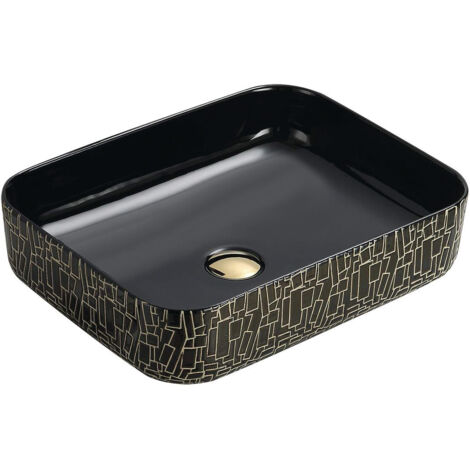 Mexen Lorita lavabo sobre encimera 51 x 39 cm, negro/dorado - 22135163